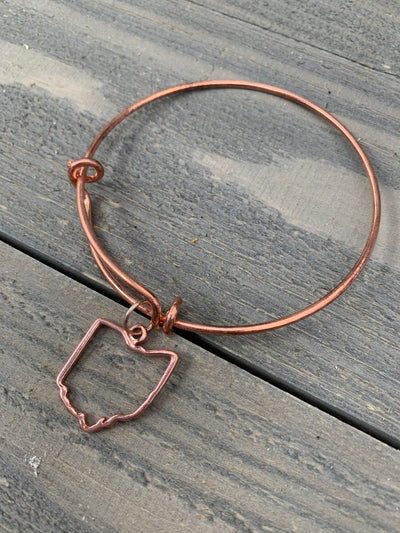 Rose Gold Ohio Cutout Bangle Bracelet - Jill's Jewels | Unique, Handcrafted, Trendy, And Fun Jewelry
