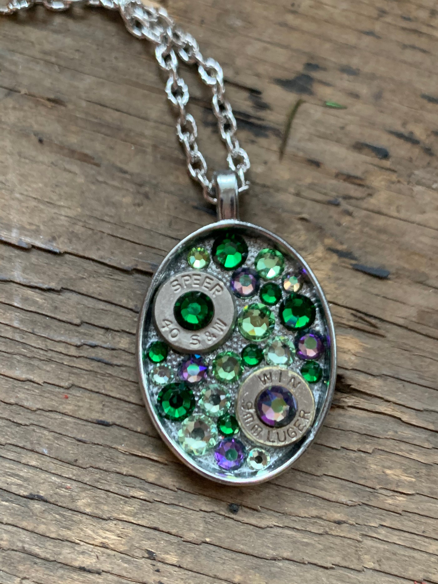 Green and Purple Oval Bullet necklace - Jill's Jewels | Unique, Handcrafted, Trendy, And Fun Jewelry