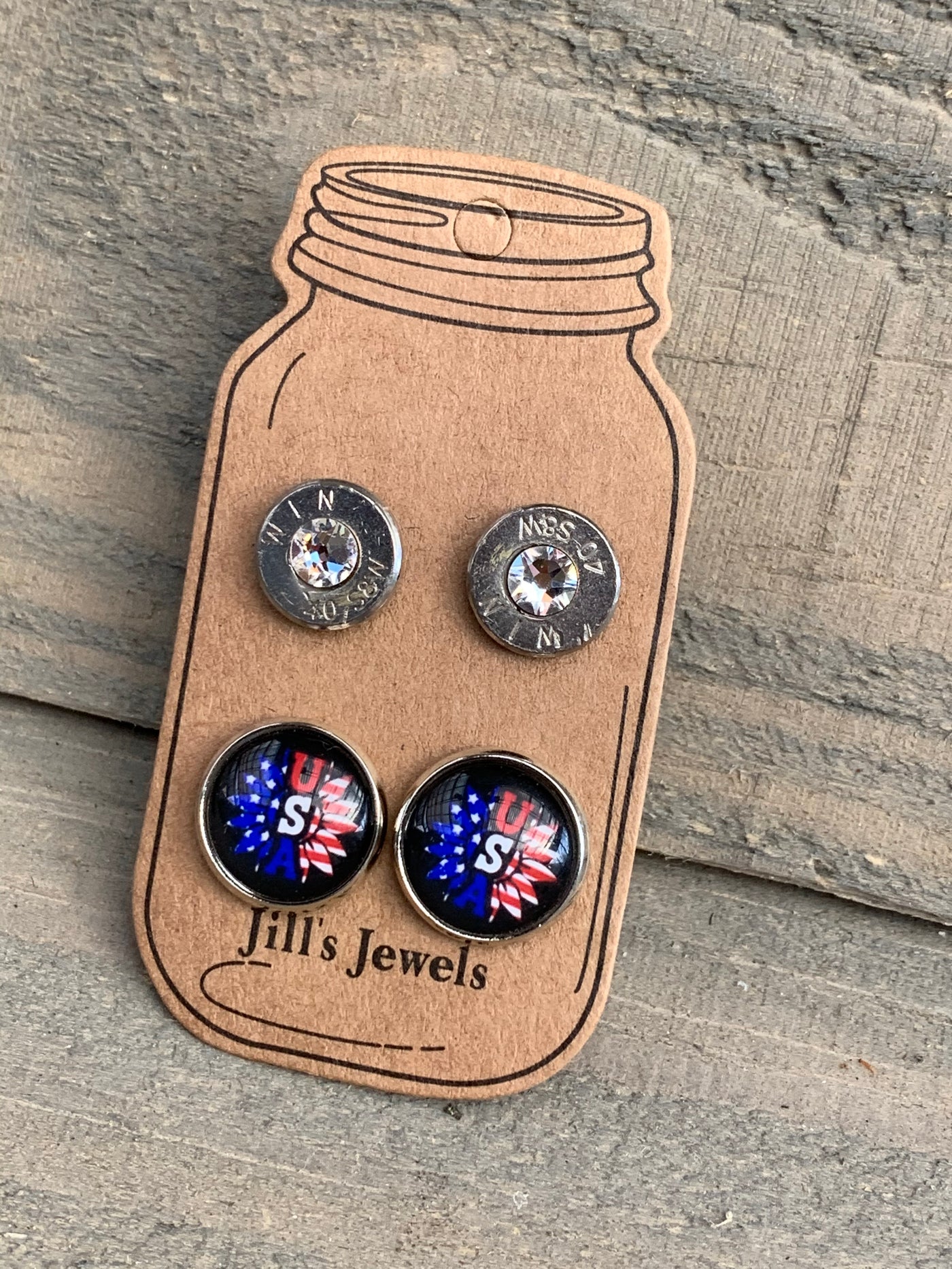 USA Daisy 40 Caliber bullet earring set - Jill's Jewels | Unique, Handcrafted, Trendy, And Fun Jewelry