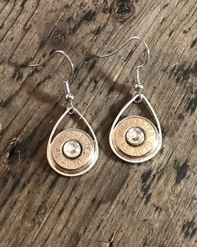 45 caliber silver tear drop bullet earrings - Jill's Jewels | Unique, Handcrafted, Trendy, And Fun Jewelry
