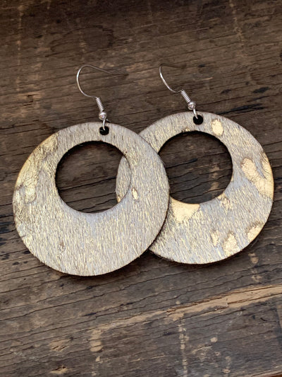 copy of Hair on Gold Acid Wash Leather Hoop Earring - Jill's Jewels | Unique, Handcrafted, Trendy, And Fun Jewelry