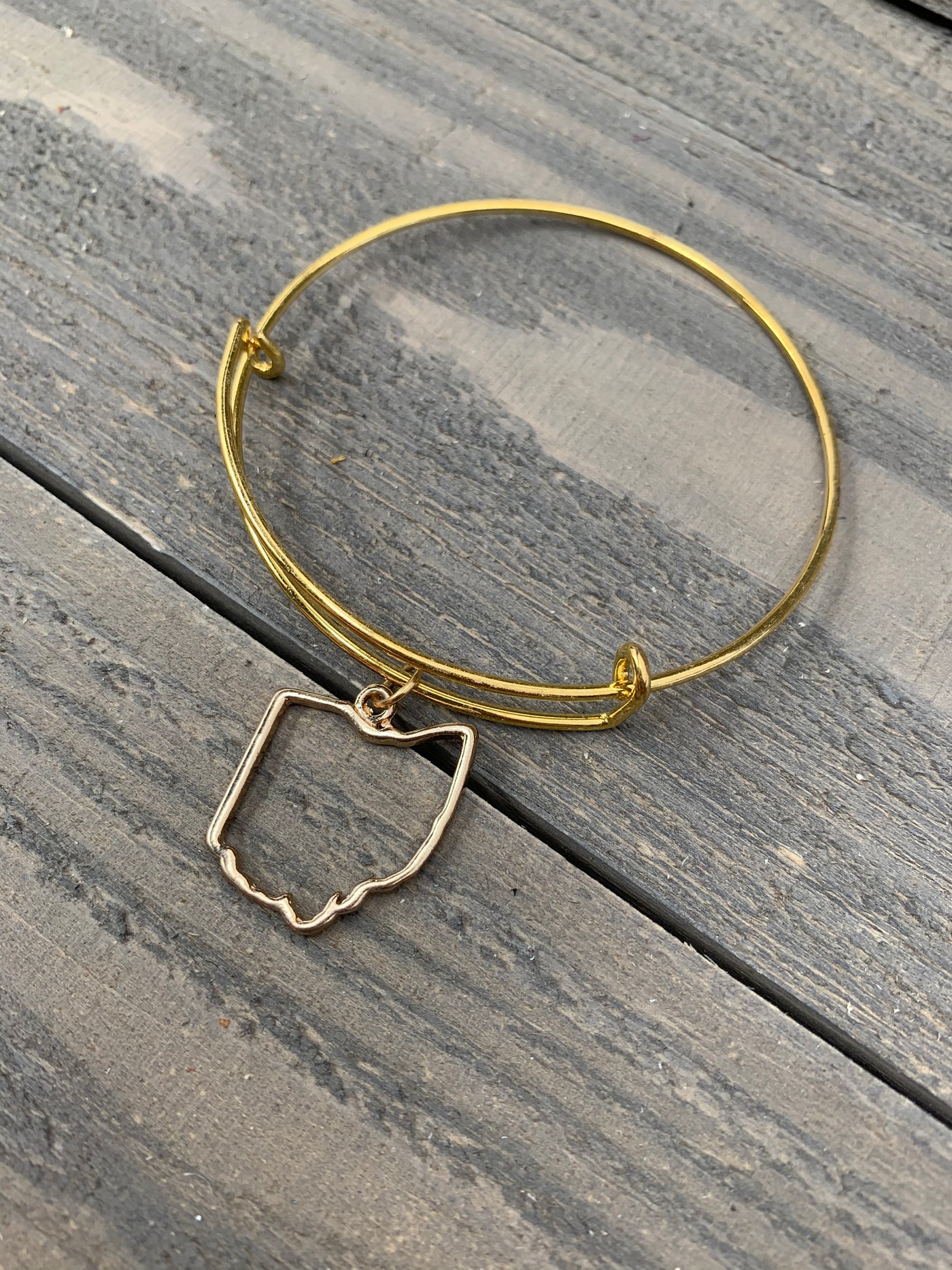 Gold Ohio Cutout Bangle Bracelet - Jill's Jewels | Unique, Handcrafted, Trendy, And Fun Jewelry