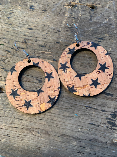Round Cork Star Earrings - Jill's Jewels | Unique, Handcrafted, Trendy, And Fun Jewelry