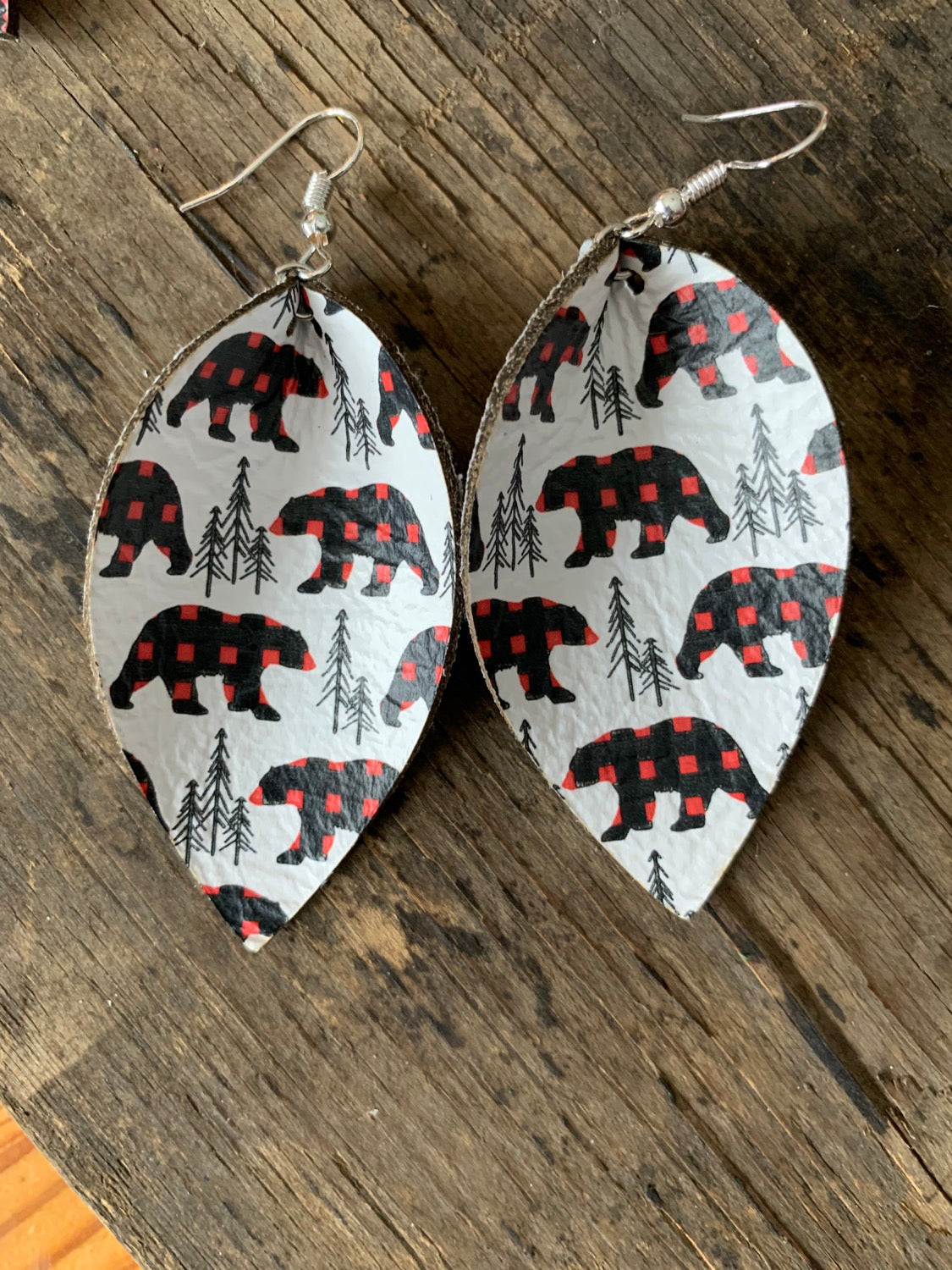 Buffalo Check Plaid Bear Earrings - Jill's Jewels | Unique, Handcrafted, Trendy, And Fun Jewelry