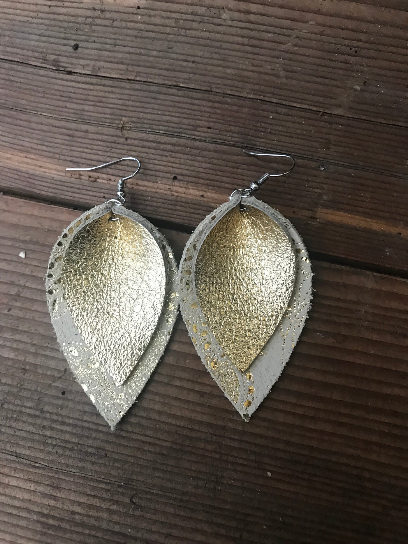 Gold paisley leather earrings - Jill's Jewels | Unique, Handcrafted, Trendy, And Fun Jewelry