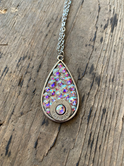 Aurora Borealis Teardrop 45 Auto Necklace - Jill's Jewels | Unique, Handcrafted, Trendy, And Fun Jewelry