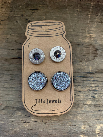 Grey Druzy and 38 Special bullet earring set - Jill's Jewels | Unique, Handcrafted, Trendy, And Fun Jewelry