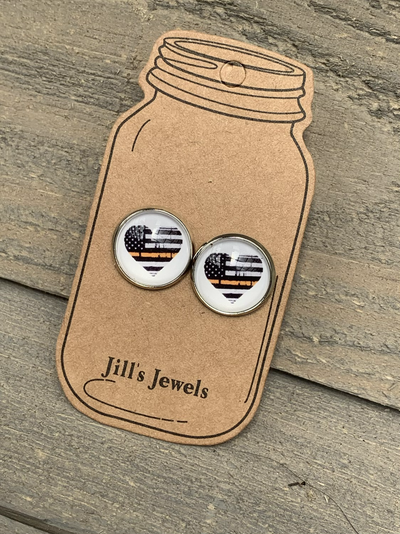 Yellow Line Heart Stud Earrings - Jill's Jewels | Unique, Handcrafted, Trendy, And Fun Jewelry