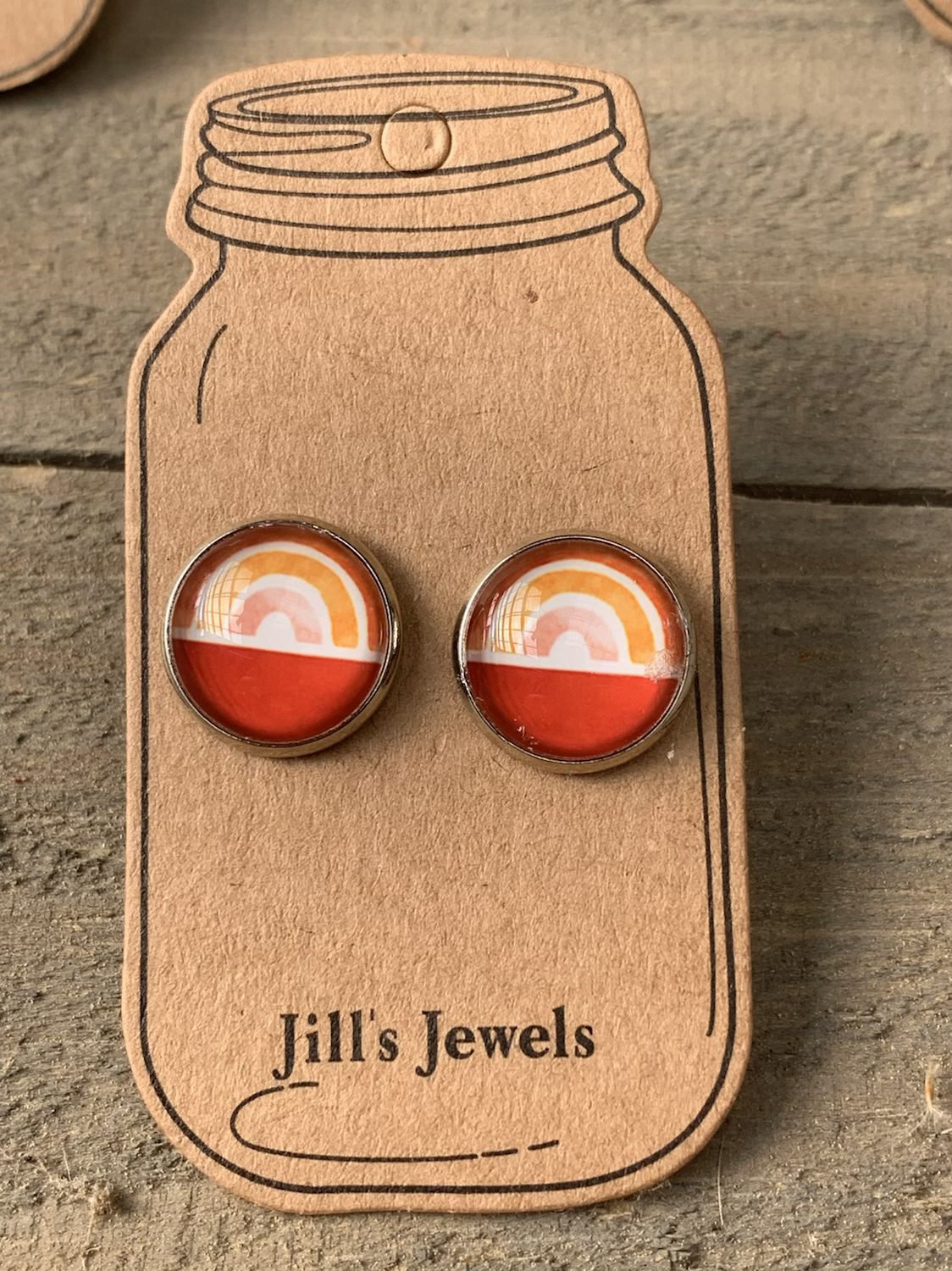 Orange Rainbow Stud Earrings - Jill's Jewels | Unique, Handcrafted, Trendy, And Fun Jewelry