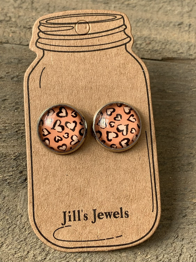 Leopard Heart Stud Earrings - Jill's Jewels | Unique, Handcrafted, Trendy, And Fun Jewelry