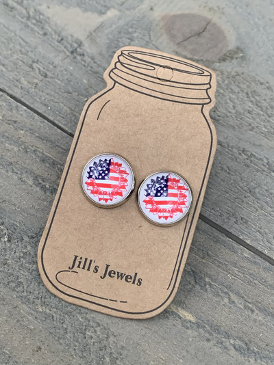 Red White and Blue Flag Sunflower Stud Earrings - Jill's Jewels | Unique, Handcrafted, Trendy, And Fun Jewelry