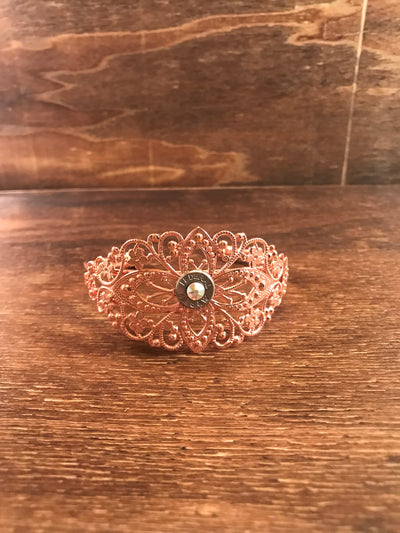 Rose Gold Cuff with 40 Caliber Bullet - Jill's Jewels | Unique, Handcrafted, Trendy, And Fun Jewelry
