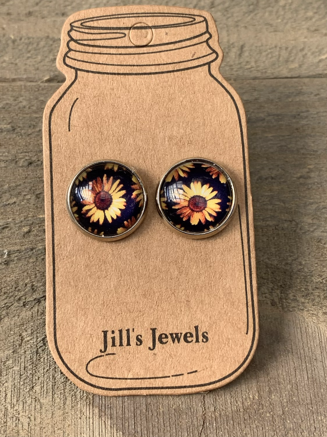 Black Sunflower Stud Earrings - Jill's Jewels | Unique, Handcrafted, Trendy, And Fun Jewelry