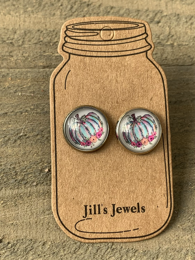 Purple Pumpkin Stud Earrings - Jill's Jewels | Unique, Handcrafted, Trendy, And Fun Jewelry