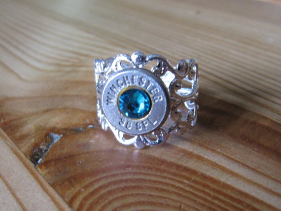 Bullet Ring- 38 Special with Swarovski Crystal - Jill's Jewels | Unique, Handcrafted, Trendy, And Fun Jewelry