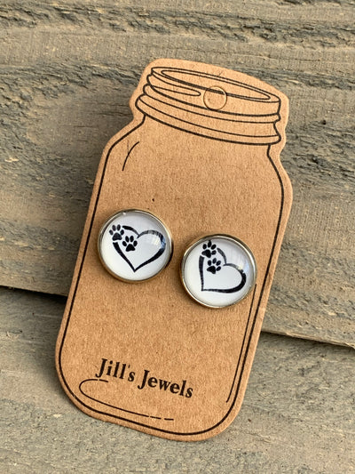 Paw Heart Stud Earrings - Jill's Jewels | Unique, Handcrafted, Trendy, And Fun Jewelry