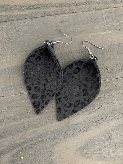Grey Mini Leopard Leather Earrings - Jill's Jewels | Unique, Handcrafted, Trendy, And Fun Jewelry