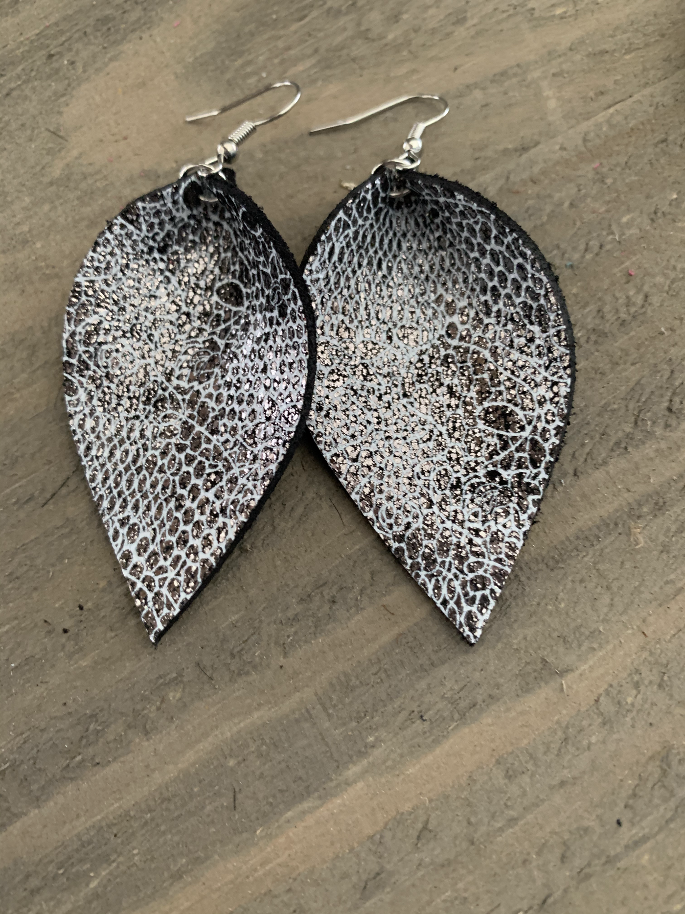 Metallic Lace Printed Leather Earrings - Jill's Jewels | Unique, Handcrafted, Trendy, And Fun Jewelry