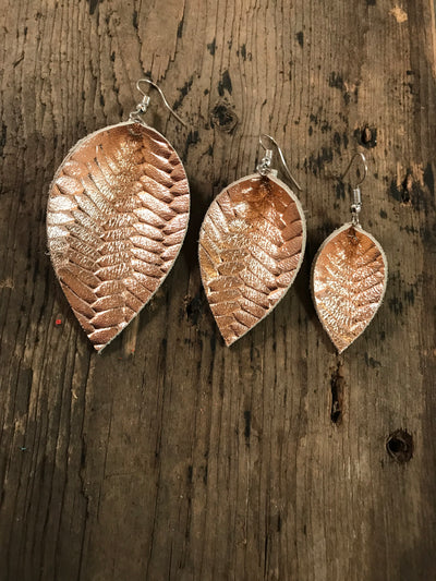 Rose gold braided textured leather earring - Jill's Jewels | Unique, Handcrafted, Trendy, And Fun Jewelry