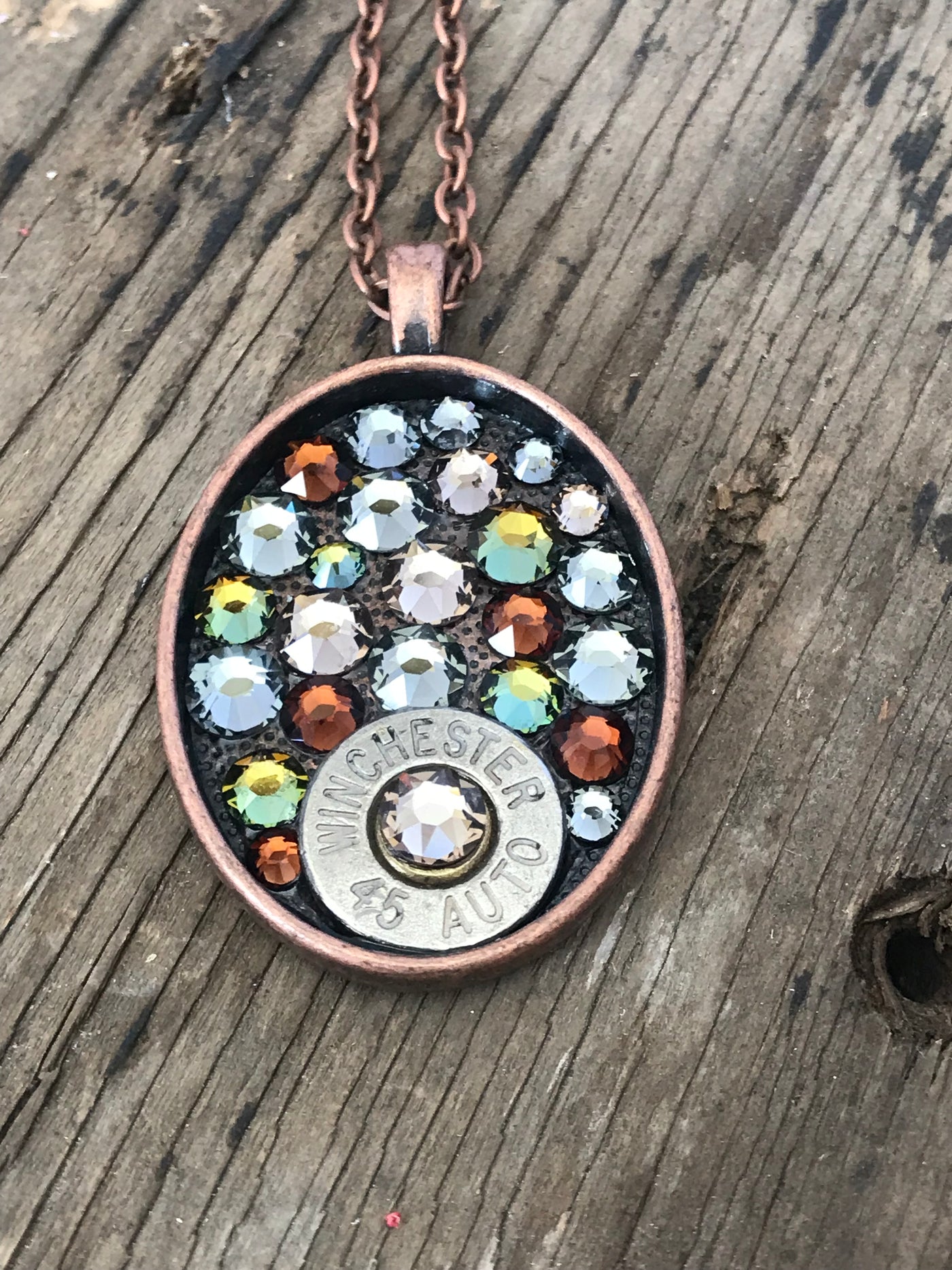 Oval Copper Rhinestone Pendant - Jill's Jewels | Unique, Handcrafted, Trendy, And Fun Jewelry