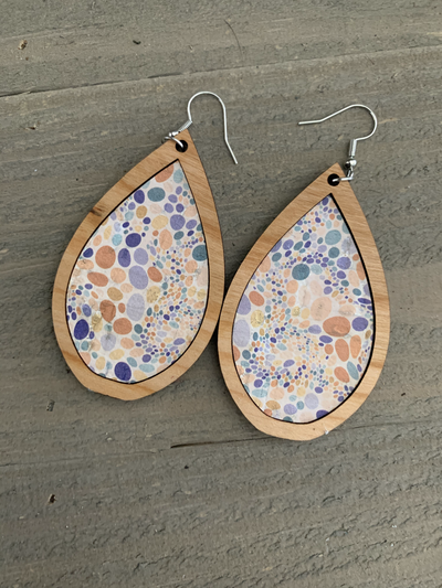 Pastel Pebble Cork and Wood Teardrop Earrings - Jill's Jewels | Unique, Handcrafted, Trendy, And Fun Jewelry