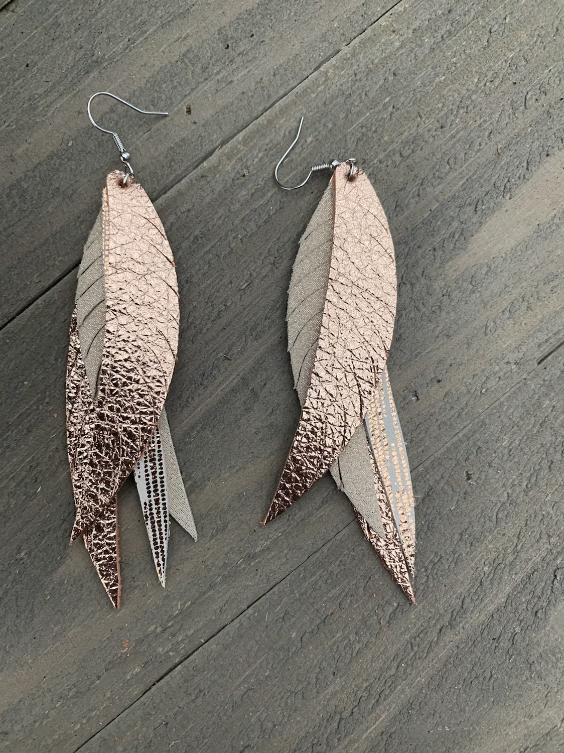Rose gold rain Stacked Fringe Feather Earring - Jill's Jewels | Unique, Handcrafted, Trendy, And Fun Jewelry