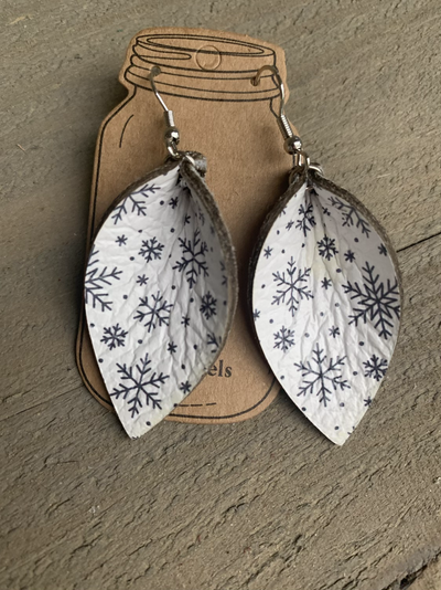 Snowflake Leather Earrings - Jill's Jewels | Unique, Handcrafted, Trendy, And Fun Jewelry