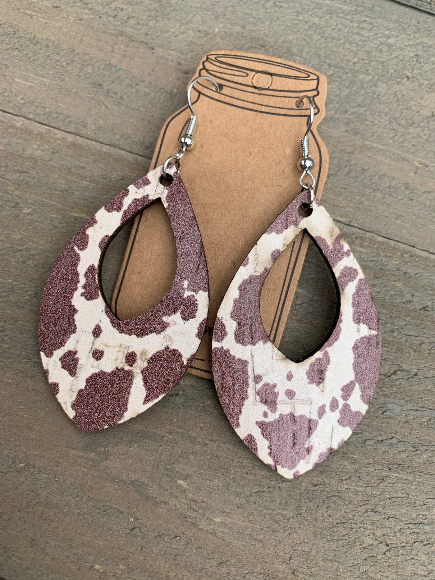 Brown Cow Print Cork Teardrop Earring - Jill's Jewels | Unique, Handcrafted, Trendy, And Fun Jewelry
