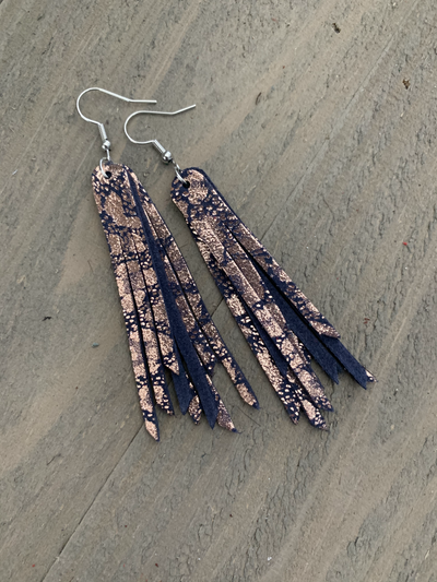 Purple Rose Gold Leopard Stacked Fringe Earring - Jill's Jewels | Unique, Handcrafted, Trendy, And Fun Jewelry