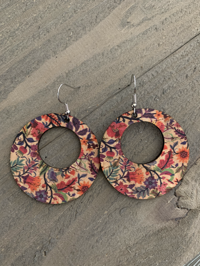 Colorful Rainbow Floral Cork Hoop Earring - Jill's Jewels | Unique, Handcrafted, Trendy, And Fun Jewelry