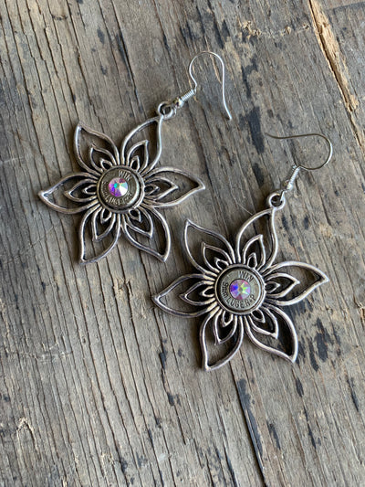 Flower Earrings with 9mm and Swarovski Dangle - Jill's Jewels | Unique, Handcrafted, Trendy, And Fun Jewelry