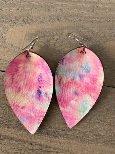 Pastel Tie Dye Leather Earrings - Jill's Jewels | Unique, Handcrafted, Trendy, And Fun Jewelry