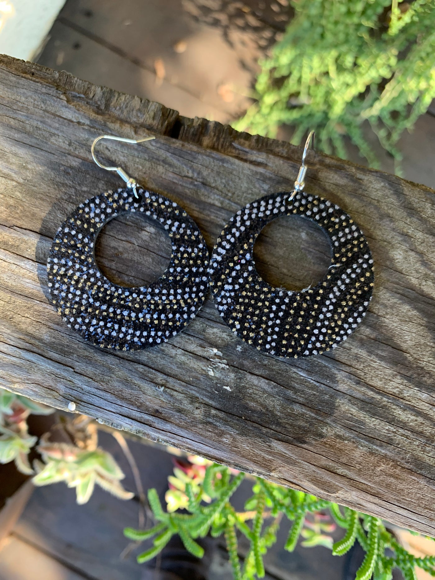Black Metallic Dot Cork Hoop Earring - Jill's Jewels | Unique, Handcrafted, Trendy, And Fun Jewelry