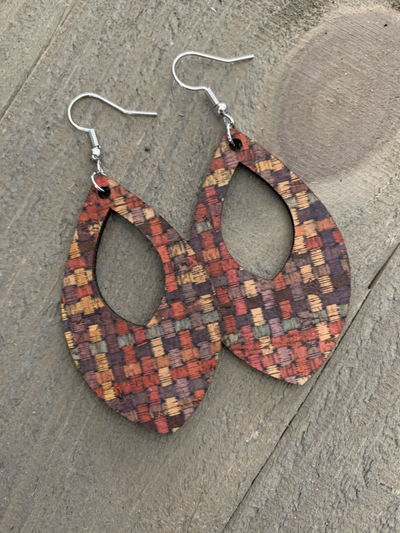 Multi Color Weave Cork Teardrop Earring - Jill's Jewels | Unique, Handcrafted, Trendy, And Fun Jewelry