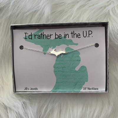 Michigan UP Necklace- Silver - Jill's Jewels | Unique, Handcrafted, Trendy, And Fun Jewelry
