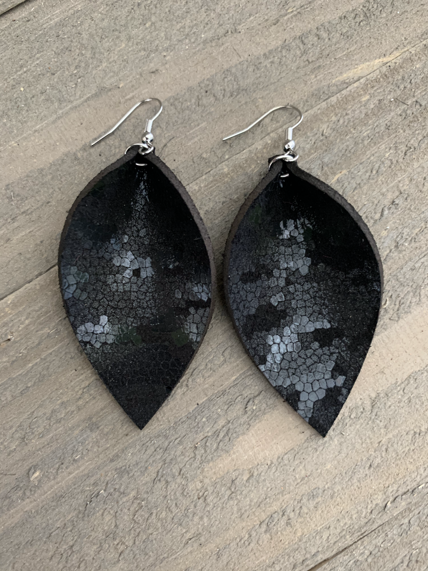 Black Digital Camo Leather Earrings - Jill's Jewels | Unique, Handcrafted, Trendy, And Fun Jewelry