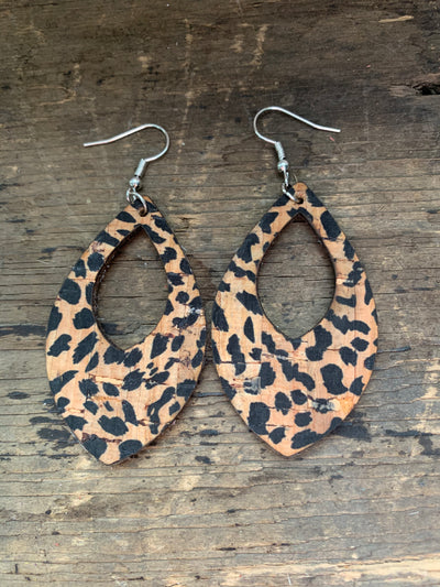 Cheetah Print Cork Teardrop Earring - Jill's Jewels | Unique, Handcrafted, Trendy, And Fun Jewelry
