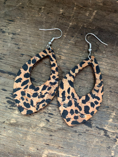 Cheetah Print Cork Teardrop Earring - Jill's Jewels | Unique, Handcrafted, Trendy, And Fun Jewelry