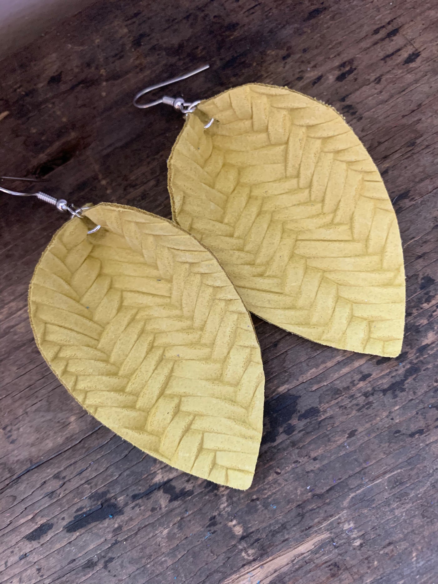 Yellow Braided Leather Earrings - Jill's Jewels | Unique, Handcrafted, Trendy, And Fun Jewelry
