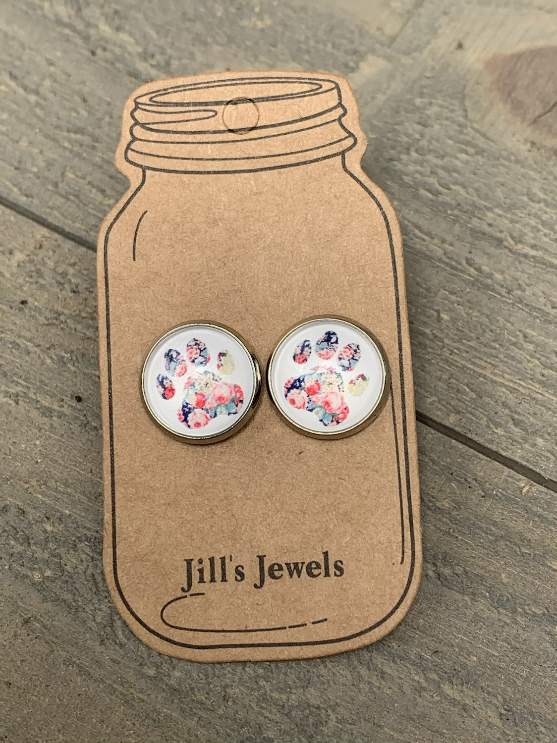 Floral Paw Print Stud Earrings - Jill's Jewels | Unique, Handcrafted, Trendy, And Fun Jewelry