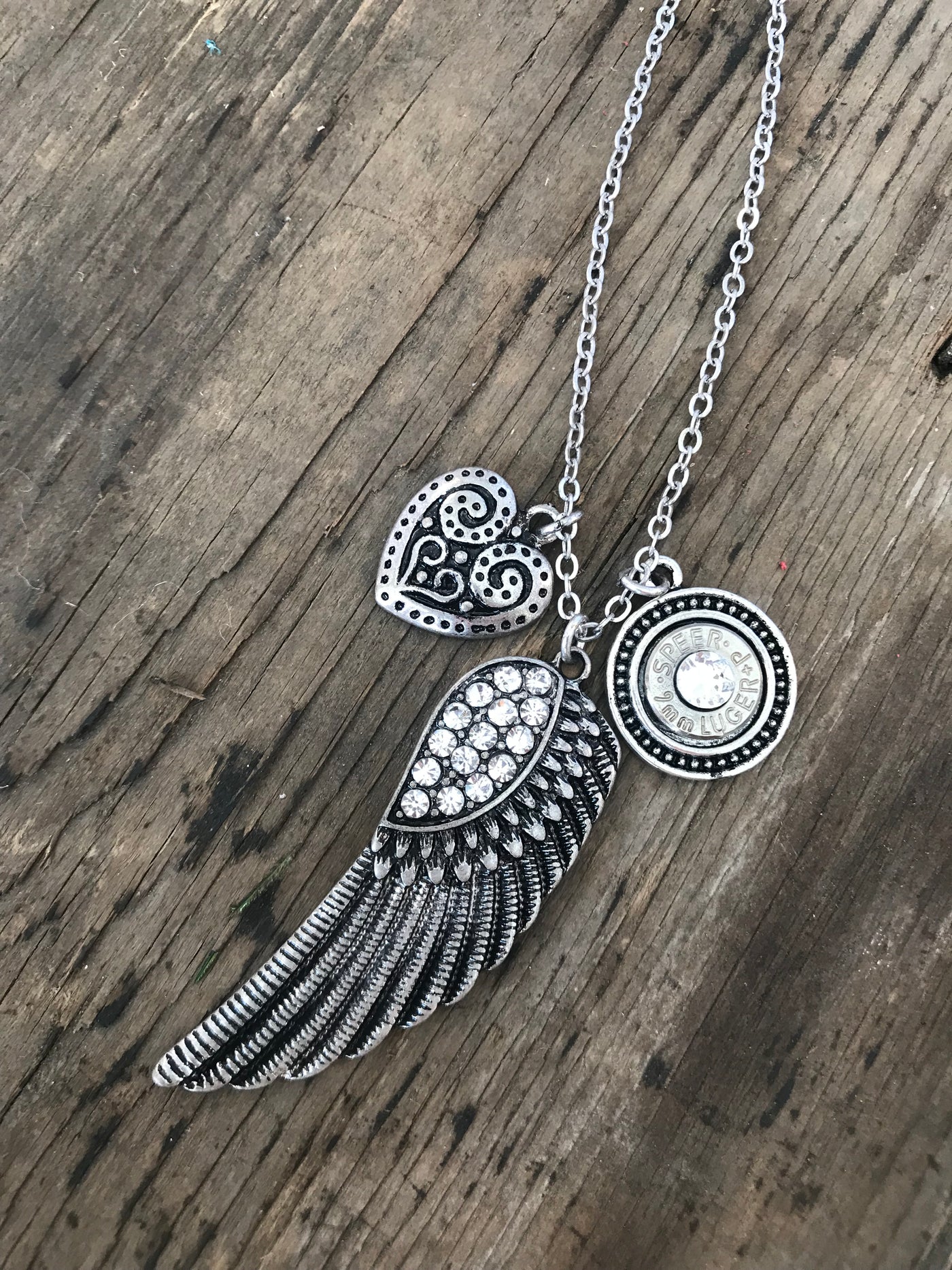Rhinestone Feather Bullet Necklace - Jill's Jewels | Unique, Handcrafted, Trendy, And Fun Jewelry