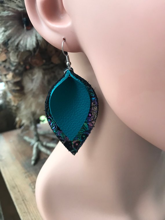 Rainbow Paisley Leather Earrings - Jill's Jewels | Unique, Handcrafted, Trendy, And Fun Jewelry