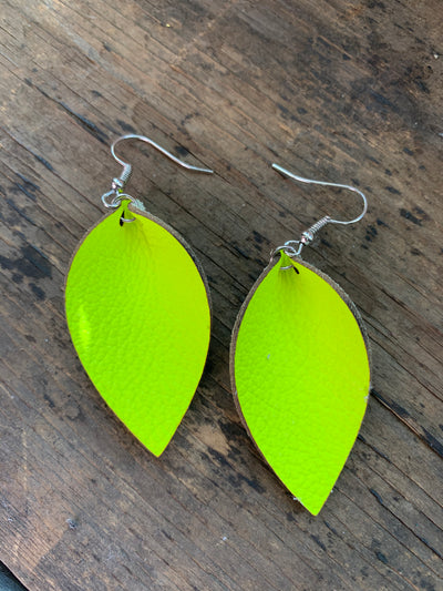 Neon Yellow Leather Earrings - Jill's Jewels | Unique, Handcrafted, Trendy, And Fun Jewelry