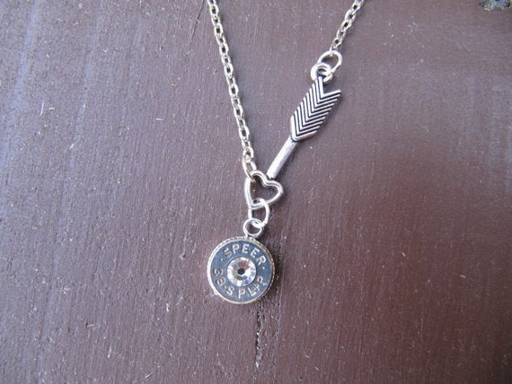 Arrow & 38 Special Bullet Necklace Crystal Accent - Jill's Jewels | Unique, Handcrafted, Trendy, And Fun Jewelry