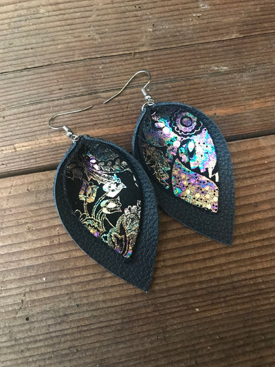 Navy and Rainbow Paisley Earrings - Jill's Jewels | Unique, Handcrafted, Trendy, And Fun Jewelry