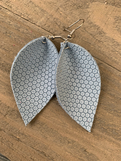 Baby Blue Mini Honeycomb Leather Earrings - Jill's Jewels | Unique, Handcrafted, Trendy, And Fun Jewelry