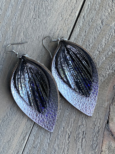 Silver and Black Rain leather earrings - Jill's Jewels | Unique, Handcrafted, Trendy, And Fun Jewelry