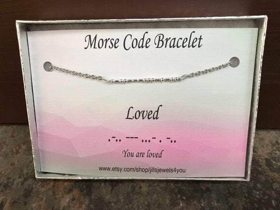 Morse Code Bracelet- Loved - Jill's Jewels | Unique, Handcrafted, Trendy, And Fun Jewelry