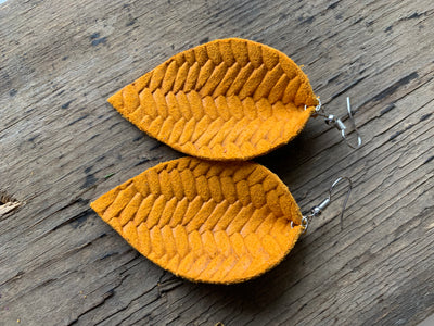 Yellow braided textured leather earring - Jill's Jewels | Unique, Handcrafted, Trendy, And Fun Jewelry