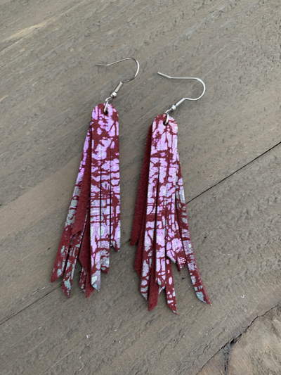 Red Holographic Stacked Fringe Earring - Jill's Jewels | Unique, Handcrafted, Trendy, And Fun Jewelry